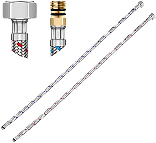 Latiguillos de Fontanería para Grifo de Cocina, Mangueras de Plomería Trenzada G3/8 Agua Fría Caliente, Manguera Reforzadade Acero Inoxidable para Grifo Mezclador (M10, 600mm)