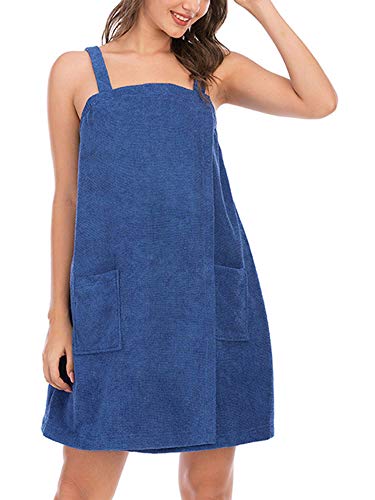 LAYAN-B Albornoz para mujer, bata de baño, toalla para ducha, spa, gimnasio, suave, pareo, bata de baño, falda de playa usable, azul (azul, XXL)