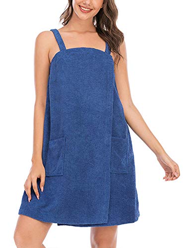 LAYAN-B Albornoz para mujer, bata de baño, toalla para ducha, spa, gimnasio, suave, pareo, bata de baño, falda de playa usable, azul (azul, XXL)