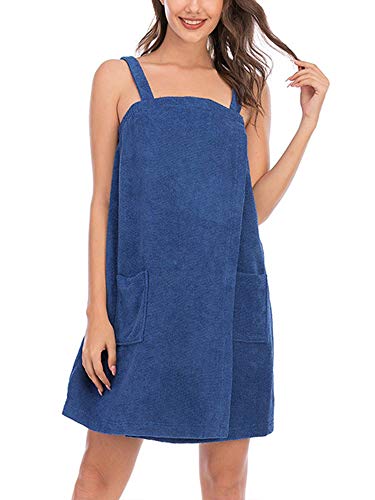 LAYAN-B Albornoz para mujer, bata de baño, toalla para ducha, spa, gimnasio, suave, pareo, bata de baño, falda de playa usable, azul (azul, XXL)