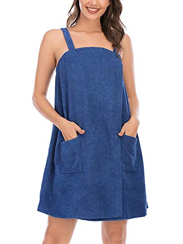 LAYAN-B Albornoz para mujer, bata de baño, toalla para ducha, spa, gimnasio, suave, pareo, bata de baño, falda de playa usable, azul (azul, XXL)