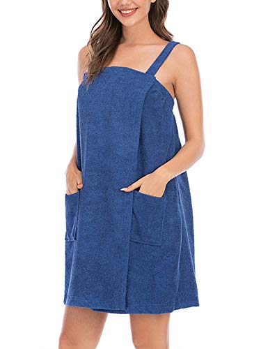 LAYAN-B Albornoz para mujer, bata de baño, toalla para ducha, spa, gimnasio, suave, pareo, bata de baño, falda de playa usable, azul (azul, XXL)