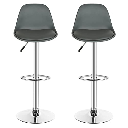 LAYSSAATaburetes Altos de Cocina 4 Unidades/Taburete Cocina Alto/Silla Giratoria y Regulable en Altura/Taburete Alto Bar nórdico de Metal