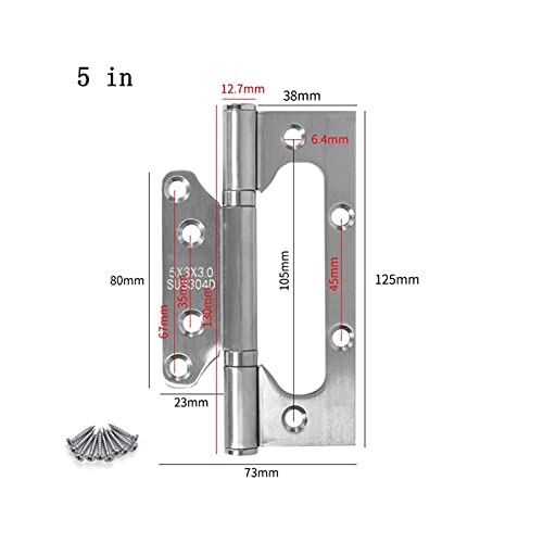 LDH Puertas De Acero Inoxidable De 304 Espesas Y Bisagras De La Puerta De La Madre, Bisagra De Puerta De 4"/ 5", Bisagras De La Puerta De Madera De La Casa De Rodamientos Silenciosos No Tripulados, B