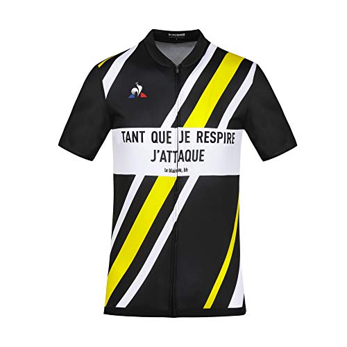 Le Coq Sportif Cycling Jersey SS B.H M Camiseta, Hombre, Black/Empire Yellow