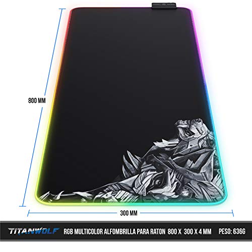 LED Alfombrilla para ratón XXL Gaming Mouse Pad 800x300 mm RGB Multicolor 7 Colores - 4 Modos de Efectos - Mejora la precisión y la Velocidad - Superficie Inferior de Goma -