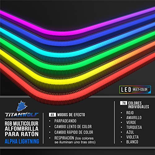 LED Alfombrilla para ratón XXL Gaming Mouse Pad 800x300 mm RGB Multicolor 7 Colores - 4 Modos de Efectos - Mejora la precisión y la Velocidad - Superficie Inferior de Goma -