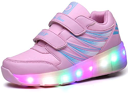 Miarui Zapatos con Ruedas para niños Zapatillas de Skate con Ruedas LED Luz Automática de Skate Zapatillas USB 7 Colores Zapatos para Pequeños Niños y Niña 