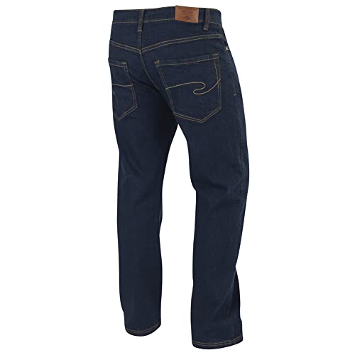 Lee Cooper, Ropa para hombre de seguridad en el trabajo de estiramiento de 5 bolsillos Denim Jeans Pantalones, Azul marino, Tamaño 34" cortocircuito de la cintura 29" Pierna, armada, breve 34w (LCPNT219_NW30L_34)