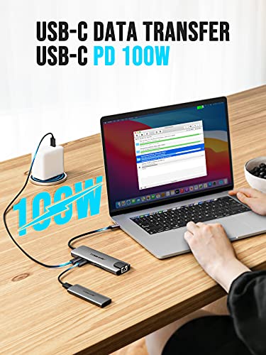 Lemorele Hub USB C con Ethernet RJ45 de 1000M -10 en 1, Aluminio Espacial Adaptador USB C Hub con HDMI 4K, 3 USB 3.0,PD 100W, SD/TF, Dato USB-C a MacBook Air/Pro M1, iPad M1,Windows,Switch, Chromecast