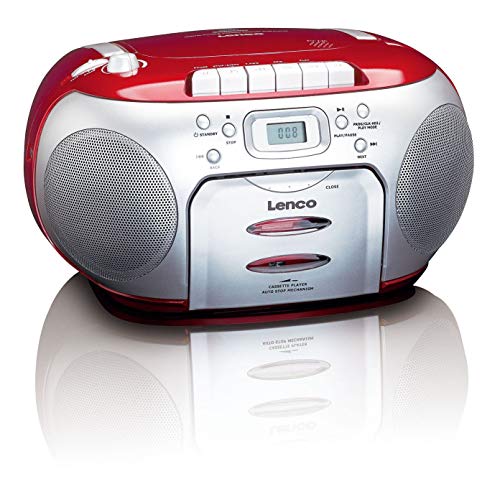 Lenco SCD-42 Rojo, Plata - Radio CD (FM, Jugador, CD,CD-R,CD-RW, Stop automático, Repetir, LCD, Rojo, Plata)