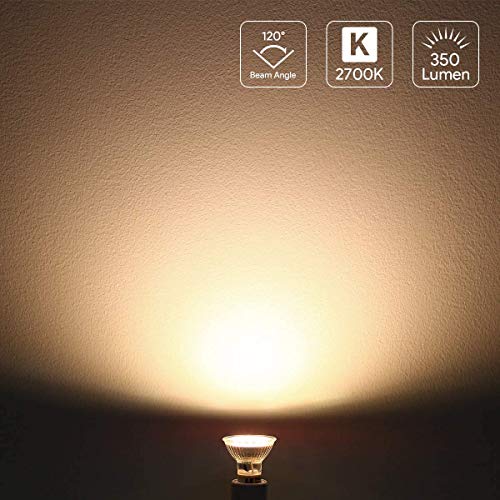 Lepro Bombillas LED GU10 4W, Bombilla GU10 LED Equivalente 50W Halógena, Lámpara LED GU10 350 lumen Blanco Cálido 2700k, Ángulo de haz de 120°, Paquete de 10