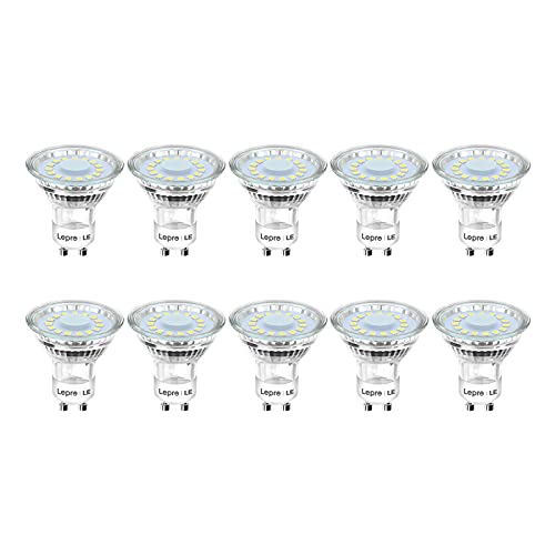 Lepro Bombillas LED GU10 4W, Bombilla GU10 LED Equivalente 50W Halógena, Lámpara LED GU10 350 lumen Blanco Cálido 2700k, Ángulo de haz de 120°, Paquete de 10