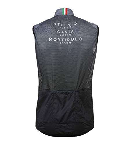 Level Jacket Stelvio 2758MT - Chaleco de ciclismo cortavientos sin mangas, diseño de Stelvio Gavia Mortirol, color antracita, unisex (XXL)