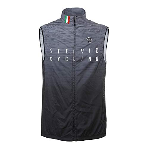 Level Jacket Stelvio 2758MT - Chaleco de ciclismo cortavientos sin mangas, diseño de Stelvio Gavia Mortirol, color antracita, unisex (XXL)