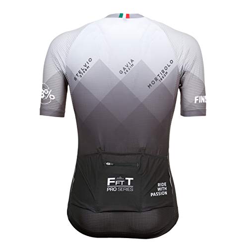 Level Jersey Stelvio Gavia Mortirol - Camiseta de ciclismo unisex, color gris degradado, talla L
