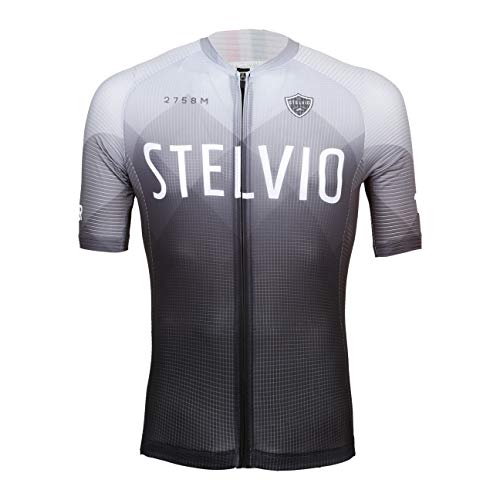 Level Jersey Stelvio Gavia Mortirol - Camiseta de ciclismo unisex, color gris degradado, talla L