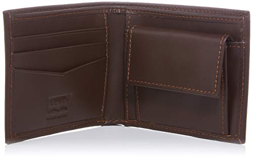 Levi's Casual Classics Hunte Coin Bifold-Batwing, Accesorio de Viaje-Billetera Plegable para Hombre, marrón Oscuro, UN