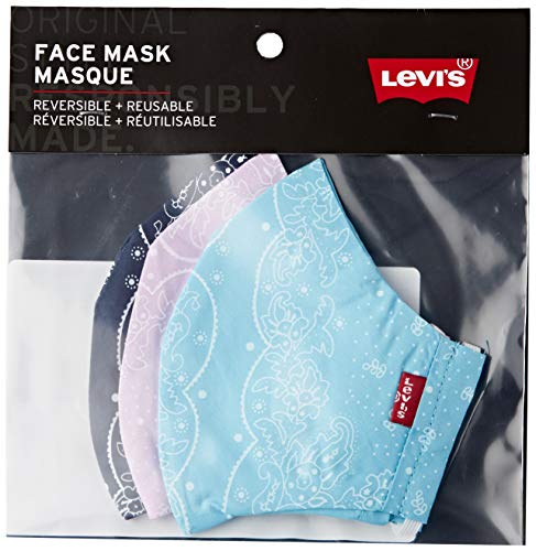 Levi's Unisex 3pk Reusable Face Cover Bandana, colore Azul, mordao, topacio L