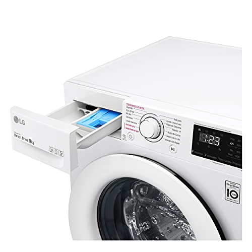 LG F4WV3008S3W Lavadora inteligente 8kg, 1400 RPM, Clasificación C, Blanca, Serie 300