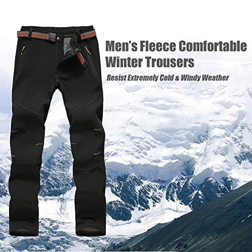 LHHMZ Pantalones de senderismo para hombre Cómodo cálido forro polar invierno caminar pantalones a prueba de viento al aire libre casual escalada esquí ciclismo pantalones