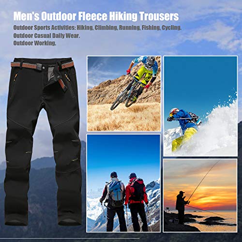 LHHMZ Pantalones de senderismo para hombre Cómodo cálido forro polar invierno caminar pantalones a prueba de viento al aire libre casual escalada esquí ciclismo pantalones