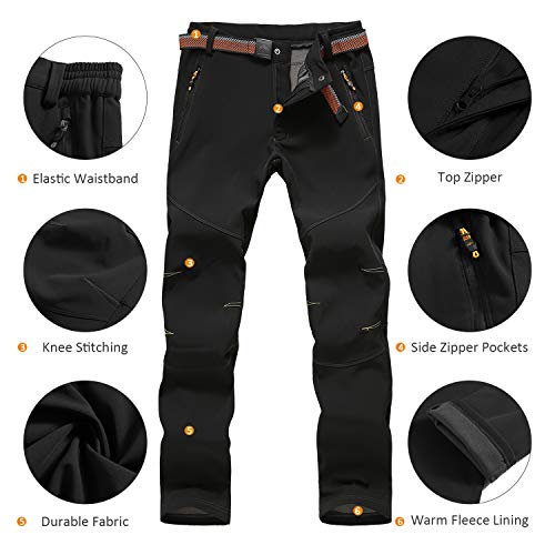 LHHMZ Pantalones de senderismo para hombre Cómodo cálido forro polar invierno caminar pantalones a prueba de viento al aire libre casual escalada esquí ciclismo pantalones