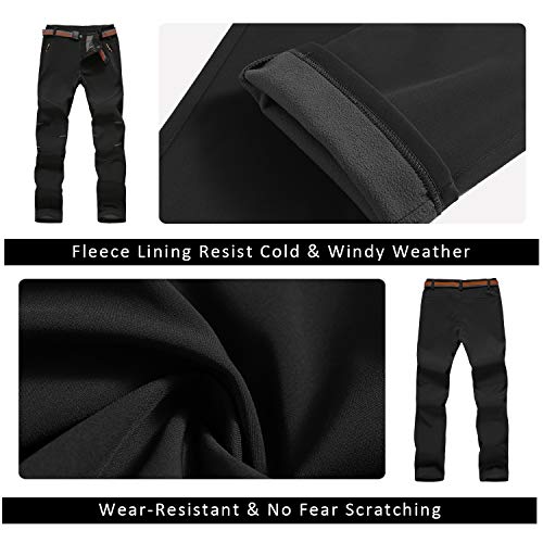 LHHMZ Pantalones de senderismo para hombre Cómodo cálido forro polar invierno caminar pantalones a prueba de viento al aire libre casual escalada esquí ciclismo pantalones