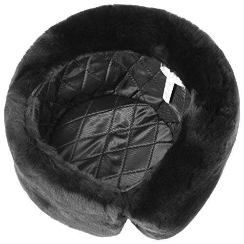 Lierys Gorro de Piel Schiwago en Negro o Marrón (alt. Aprox. 12 cm) - Uschanka con Forro Acolchado - Gorro Ruso de Pieles (Lana Virgen) - Gorra de Invierno Tallas S-XXL Negro L (58-59 cm)