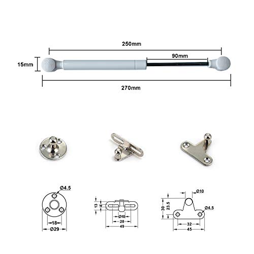 LIKERAINY Hidraulico Amortiguador de Gas 80N Resorte de Compresión para Puertas Armario Muelle Piston de Gas Para Muebles de Cocina Elevación Neumática Spring Stay Cierre Suave 4 PCS