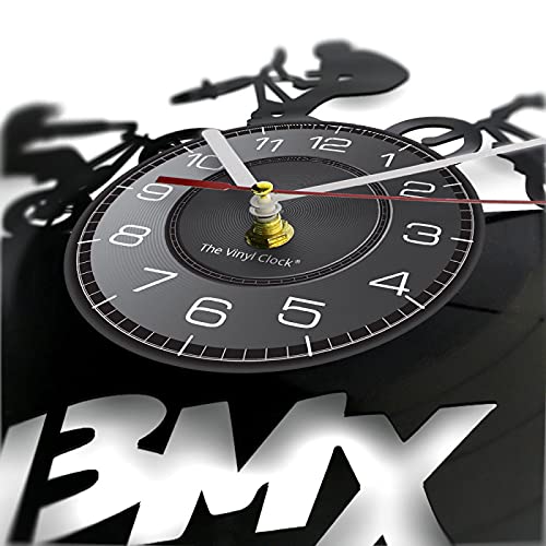 LIMN Reloj de Pared, decoración Deportiva para el hogar, Bicicleta, Motocross, Nuevo, Reloj de Vinilo, álbum de Registro, Regalo para Ciclistas jóvenes Motociclistas