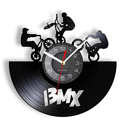 LIMN Reloj de Pared, decoración Deportiva para el hogar, Bicicleta, Motocross, Nuevo, Reloj de Vinilo, álbum de Registro, Regalo para Ciclistas jóvenes Motociclistas