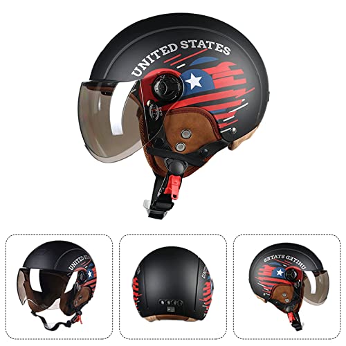 LIONCIANO Cascos De Motocicleta para Hombres y Mujeres, Cascos De Ciclomotor con Visera Reflectante, Que Protege La Seguridad Vial De Los Usuarios(Estrella Roja Negra Mate, Lente Plateada)