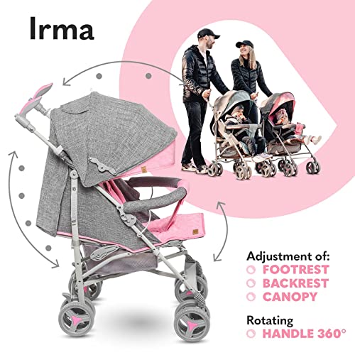 LIONELO Irma Silla de paseo plegable Diseño ultraligero 7 kg Respaldo ajustable Para niños de hasta 15 kg 6-36M Cinturones de seguridad de 5 puntos Cesta de la compra