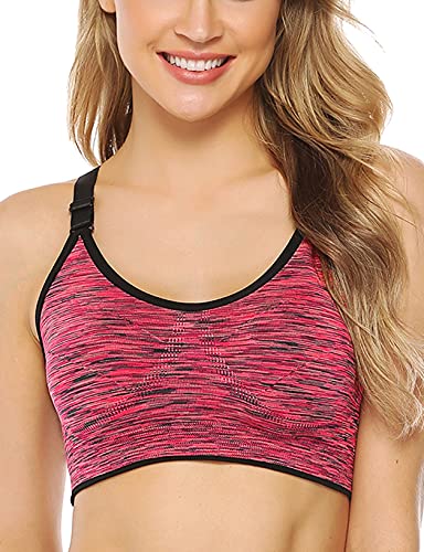 Litherday Sujetador Deportivo Transpirable para Mujer,Sujetador Deportiva sin Costuras Sostén sin Aros para Yoga Gimnasio Sujetador Deporte Mujer,Negro+Azul+púrpura+Naranja,L