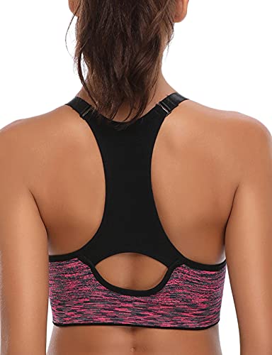 Litherday Sujetador Deportivo Transpirable para Mujer,Sujetador Deportiva sin Costuras Sostén sin Aros para Yoga Gimnasio Sujetador Deporte Mujer,Negro+Azul+púrpura+Naranja,L