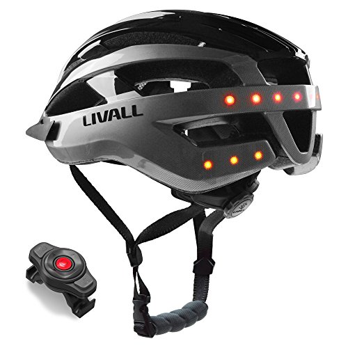 livall MT1 Música, luz trasera, intermitente, sistema de navegación, función de llamada y SOS bicicleta casco, todo el año, unisex, color schwarz/anthrazit, tamaño 58-62 cm
