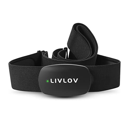 LIVLOV Frecuencia Cardíaca Bluetooth Ant+, Sensor de frecuenciacardíaca Banda Monitor Compatible con Garmin Polar Wahoo Zwift Peloton Endomondo