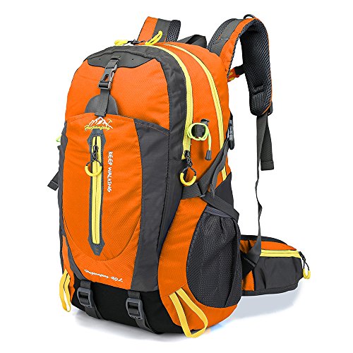 Lixada 40L Resistente al Agua Mochila, Portátil Mochila Trekking, Laptop Daypack, Durable Impermeable, para Escalada, Viajes, Actividades al Aire Libre (Naranja)