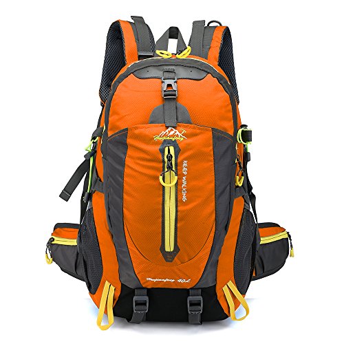 Lixada 40L Resistente al Agua Mochila, Portátil Mochila Trekking, Laptop Daypack, Durable Impermeable, para Escalada, Viajes, Actividades al Aire Libre (Naranja)