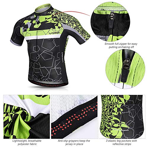 Lixada Maillot Ciclismo Hombre Verano Respirable Secado Rápido Camisa de Manga Corta y Pantalones Cortos de Gel Acolchado