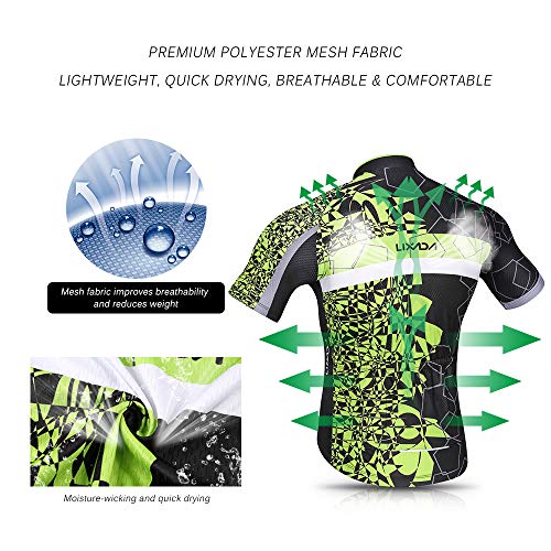 Lixada Maillot Ciclismo Hombre Verano Respirable Secado Rápido Camisa de Manga Corta y Pantalones Cortos de Gel Acolchado