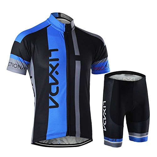 Lixada Maillots de Ciclismo Hombres Camiseta y Pantalones Cortos de Ciclismo Conjunto de Ropa Para Ciclismo Al Aire Libre