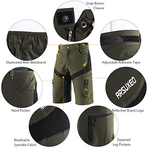 Lixada Pantalones Cortos de Ciclismo para Hombre, de Secado Rápido, Transpirables, para Deportes Al Aire Libre, para Correr,Pantalones Cortos Casuales con 6 Bolsillos