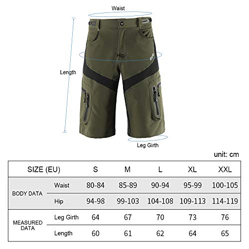 Lixada Pantalones Cortos de Ciclismo para Hombre, de Secado Rápido, Transpirables, para Deportes Al Aire Libre, para Correr,Pantalones Cortos Casuales con 6 Bolsillos