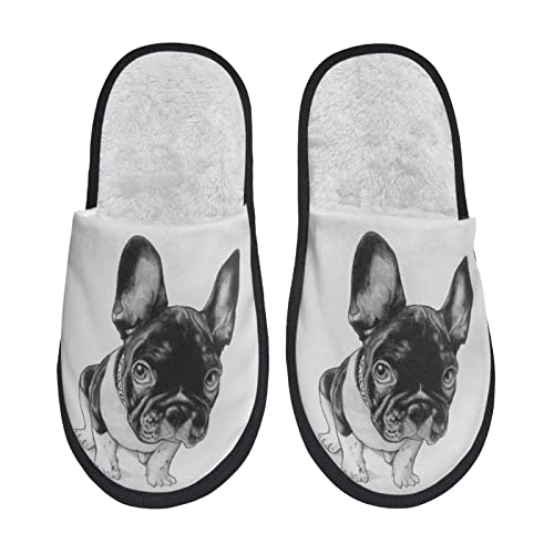 LKTBJEMFY Zapatillas Bulldog Francés para interiores, cómodas zapatillas antideslizantes para mujeres, hombres, interiores, exteriores, ver imagen, Large