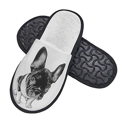 LKTBJEMFY Zapatillas Bulldog Francés para interiores, cómodas zapatillas antideslizantes para mujeres, hombres, interiores, exteriores, ver imagen, Large