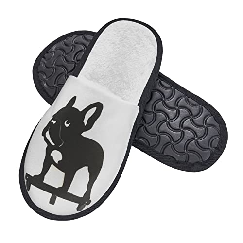 LKTBJEMFY Zapatillas Bulldog Francés para interiores, cómodas zapatillas antideslizantes para mujeres, hombres, interiores, exteriores, ver imagen, Medium