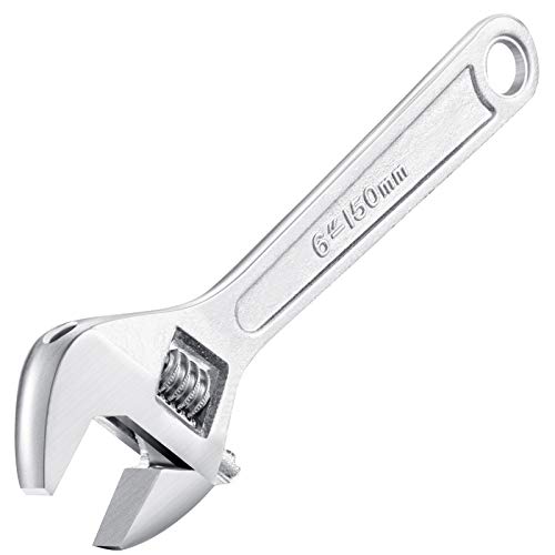 Llave Ajustable Llave Tuerca de Cambio Ajustable Llave Boca Ancha de Aleación Herramienta Mano Multifuncional con Mango de Plomería Baño para Apretar o Aflojar Tuerca y Tornillo, 150 mm