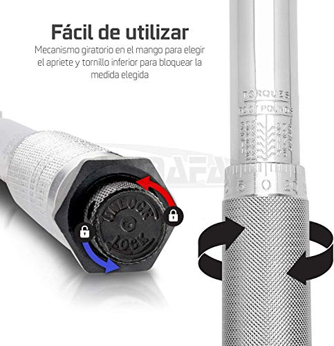 LLAVE DINAMOMETRICA 1/2" 13.6-203.5 Nm con alargador, reductor y certificado de calibración